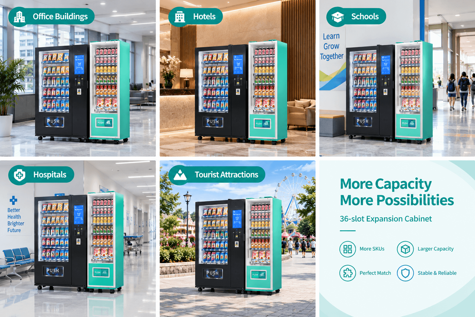 The Application Scenarios of 36 Slots Vending Machine Expansion Cabinet.png