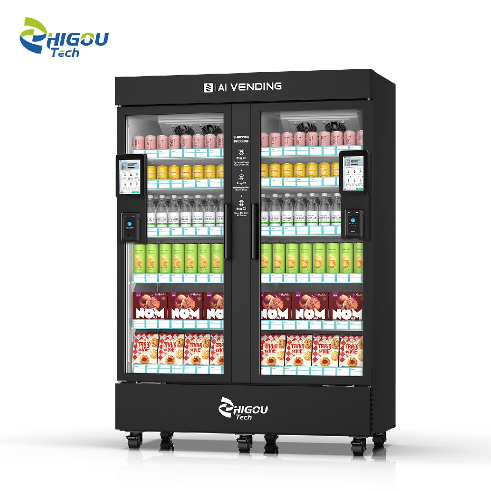 The Zhiguo Tech 1130L AI Vision Recognition Vending Machine features a dual-system configuration, supports bank card/credit card payments, and accepts OEM customization requests.