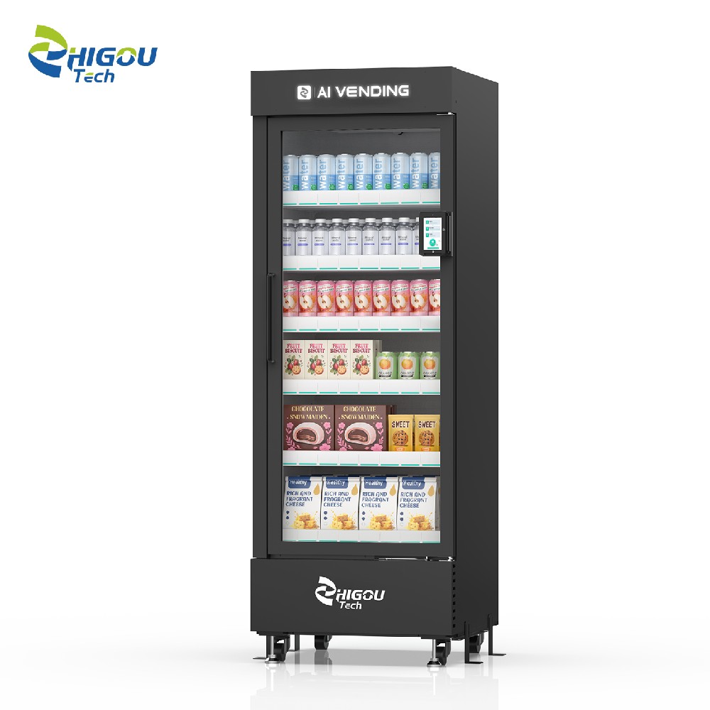 Zhiguo Tech 570L AI Vision Recognition Vending Machine with card payment support. OEM customization available.